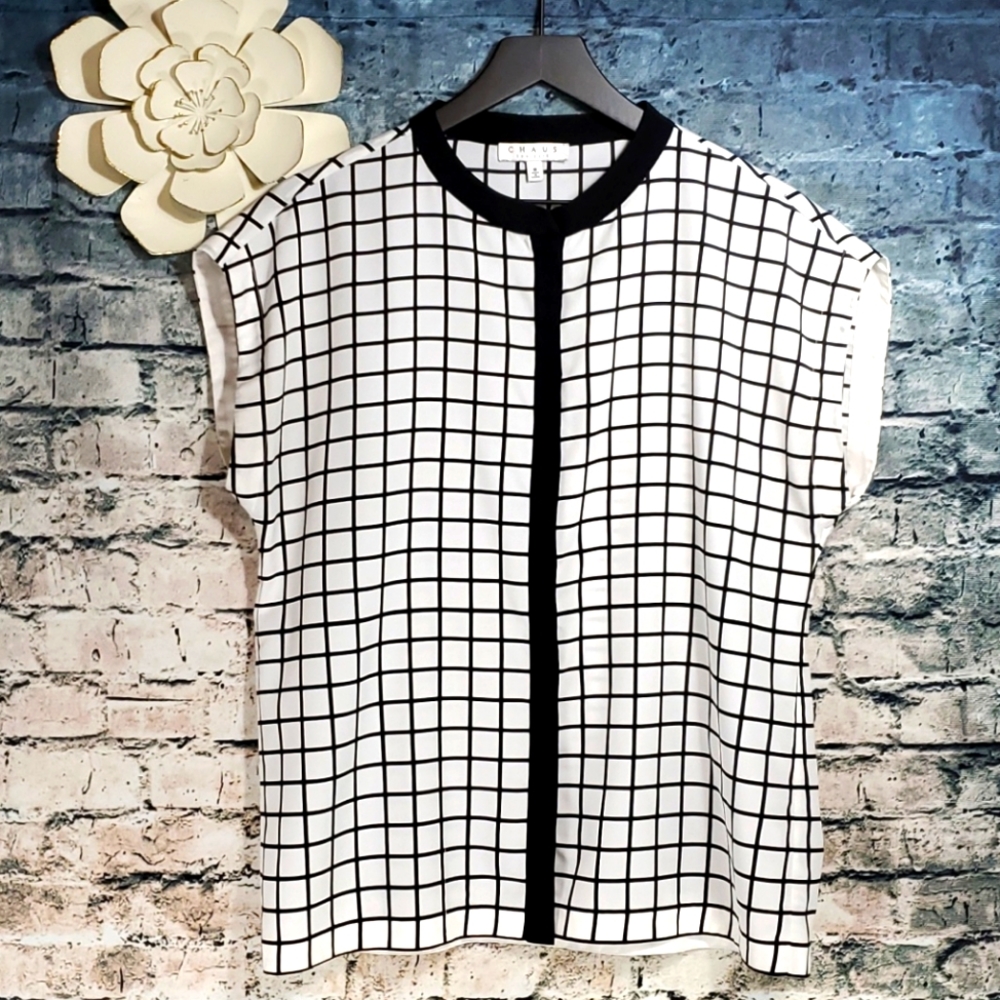 Black White Geometric Print Pop Art Blouse